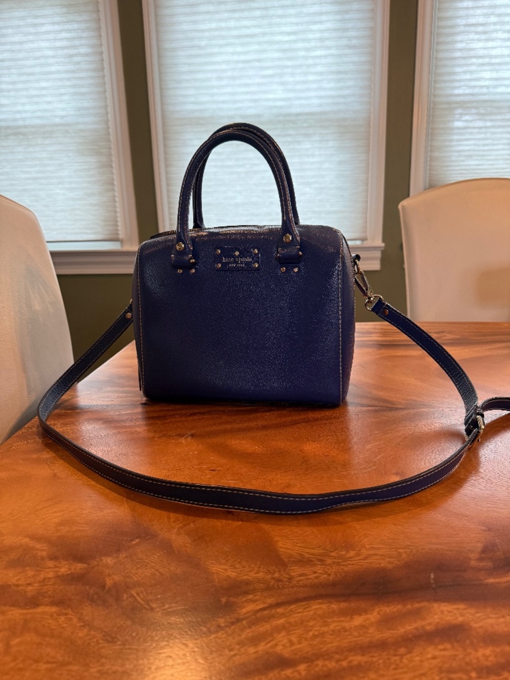 Kate Spade New York Cobalt Blue Pebbled Leather Satchel Crossbody Bag